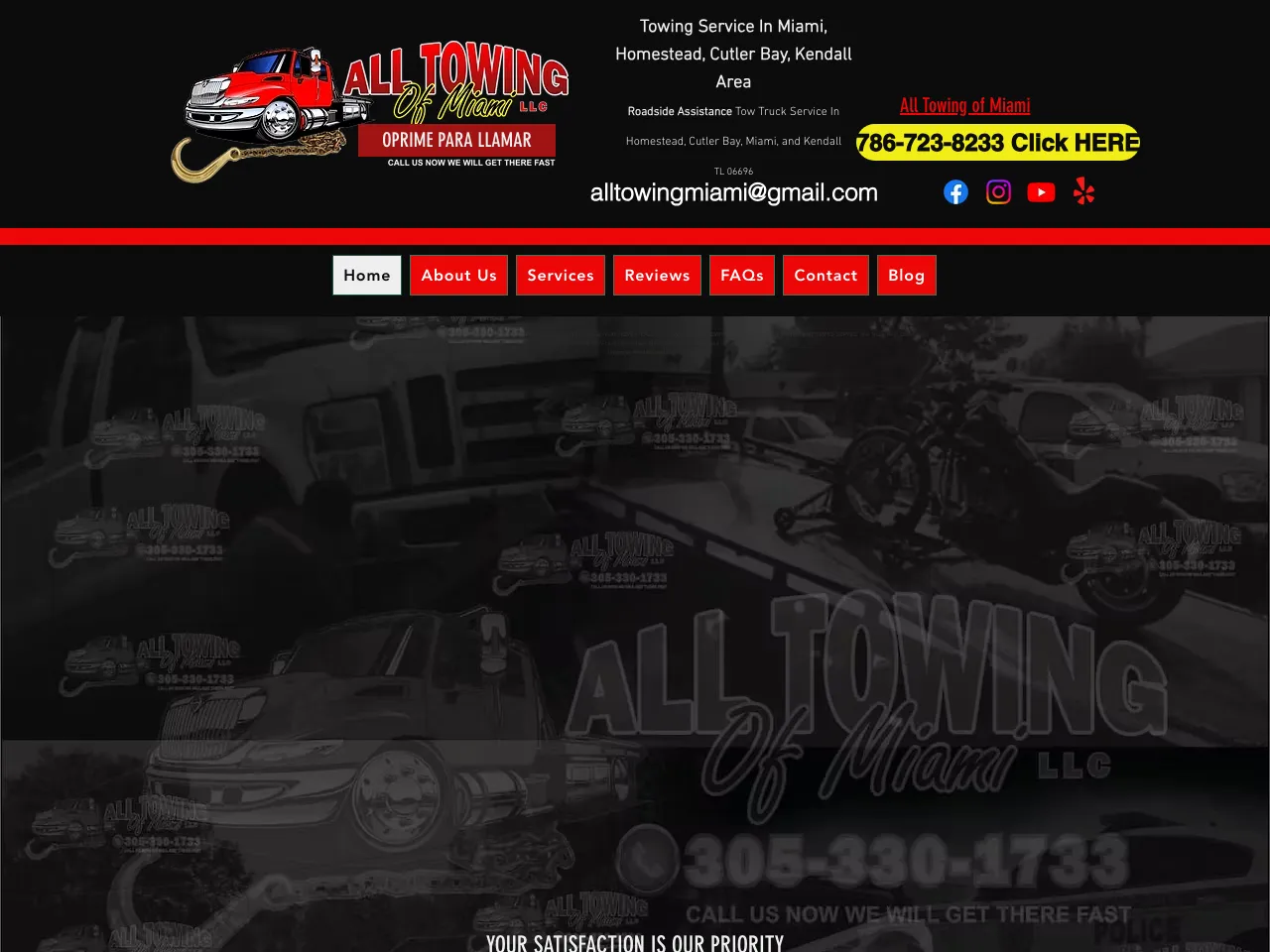 All Towing of Miami Google Local Services Ads phone leads by job type and city (caller numbers blurred)