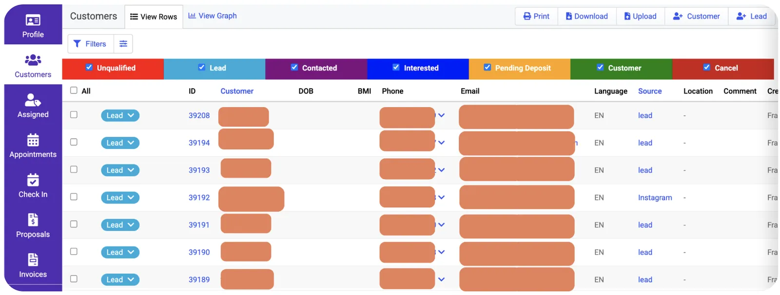 CRM dashboard