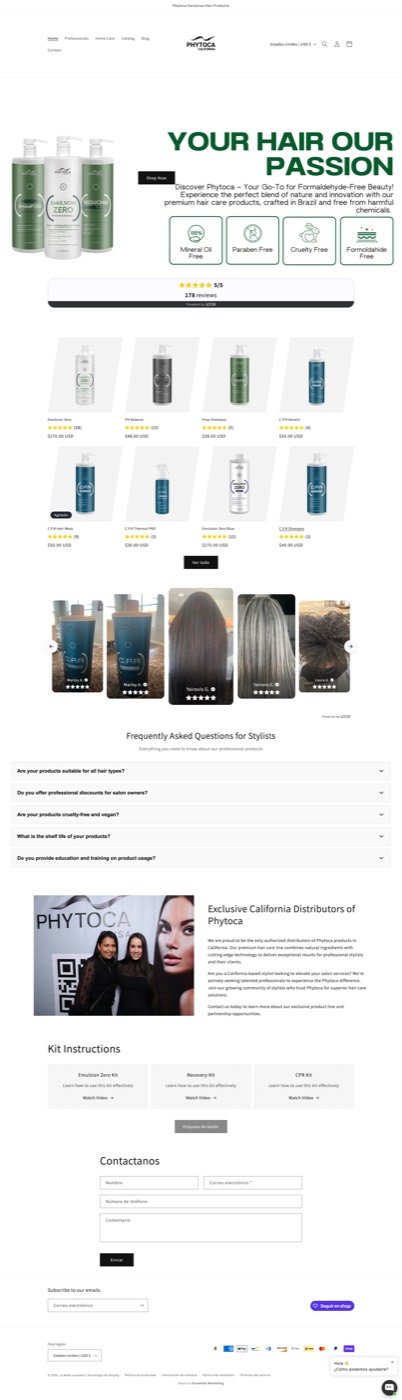 Phytoca California website preview