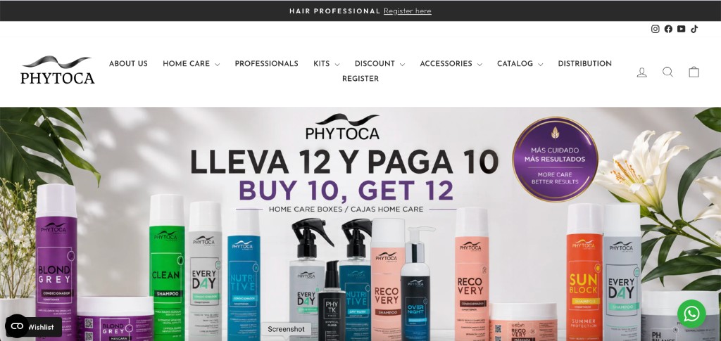 Phytoca.com storefront — professional hair care ecommerce